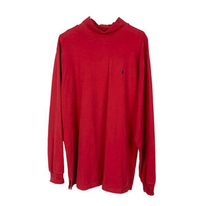 Vintage 90s Polo Ralph Lauren Mock Neck Pony Long Sleeve Blank Red Shirt Large